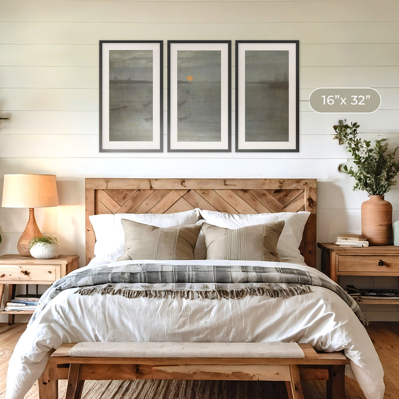 Moonstone Blue Ocean Triptych - Sage and Rose Prints