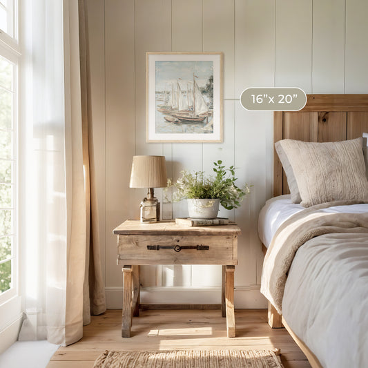 Vintage Sailboat Painting - Sage and Rose Prints