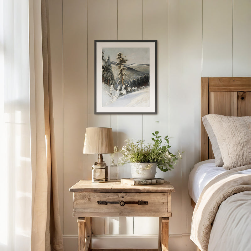 Snowy Forest Landscape - Sage and Rose Prints