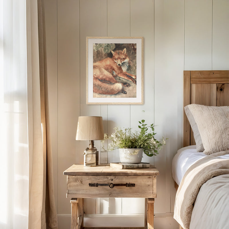 Old Masters Fox Painting No1 - Sage and Rose Prints