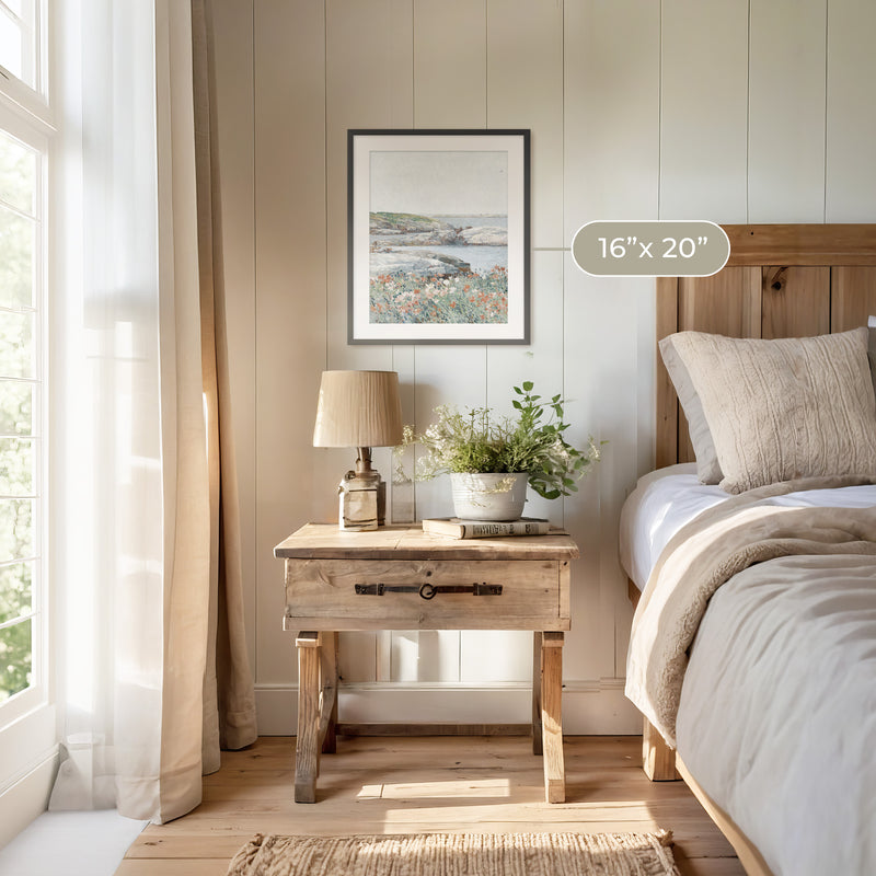 Serene Impressionist Coastal Flowers No1 - Sage and Rose Prints