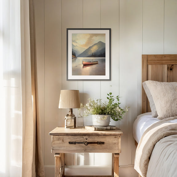 Lake Painting with Bright Colors No1 - Sage and Rose Prints