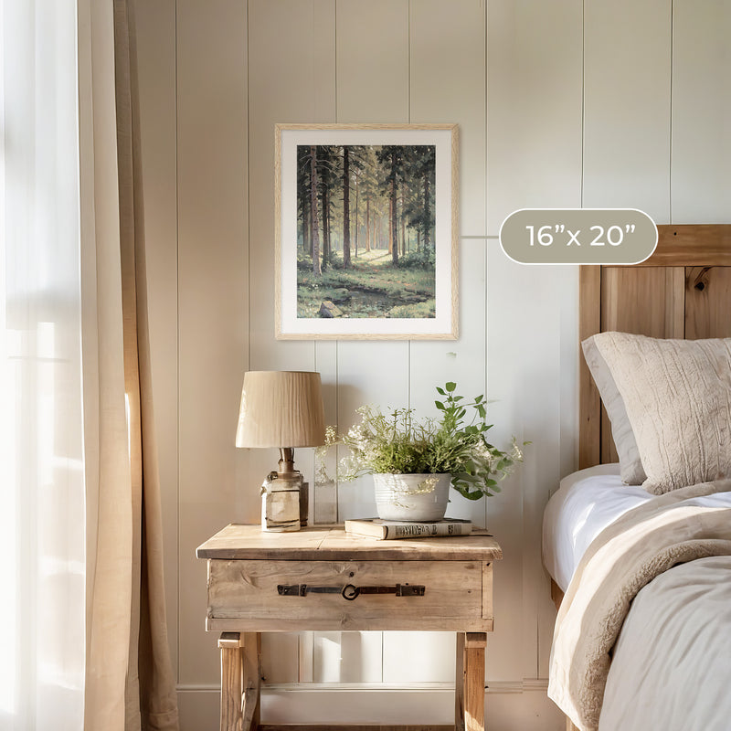 Sunny Forest Clearing Painting No1 - Sage and Rose Prints