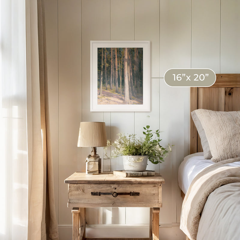 Redwoods in the Sunlight Oil Painting No1 - Sage and Rose Prints