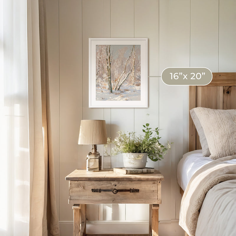 Bright Winter Forest Painting - Sage and Rose Prints