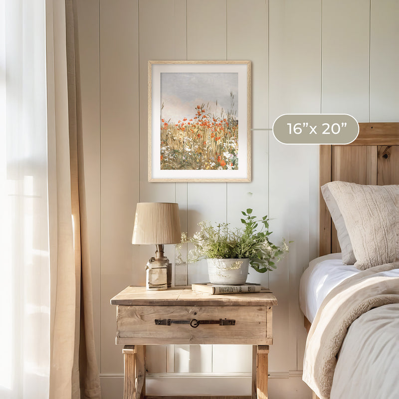 Poppy Landscape Art - Sage and Rose Prints