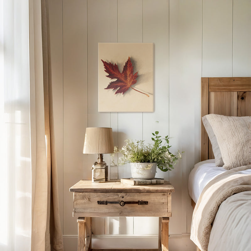 Leaf Drawing in Shades of Red No1 - Sage and Rose Prints