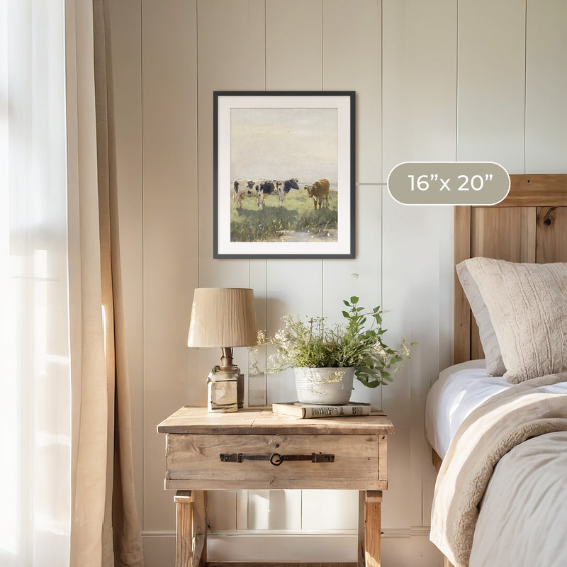 Old Masters Cow Pasture Painting No1 - Sage and Rose Prints