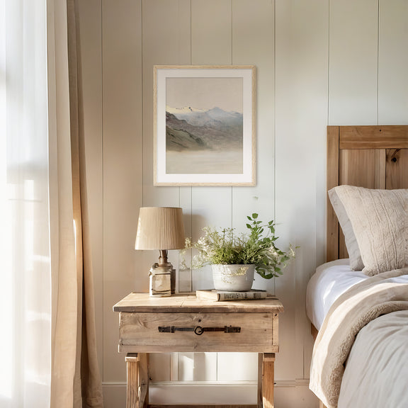 Muted Mountain Painting No1 - Sage and Rose Prints
