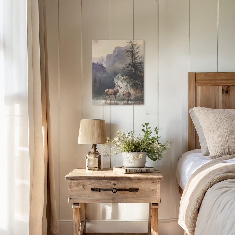 Classical Painting of Deer No1 - Sage and Rose Prints