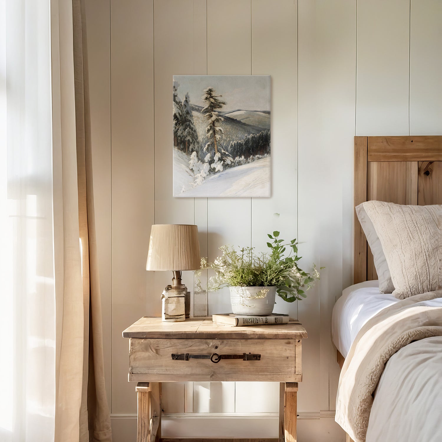 Snowy Forest Landscape - Sage and Rose Prints