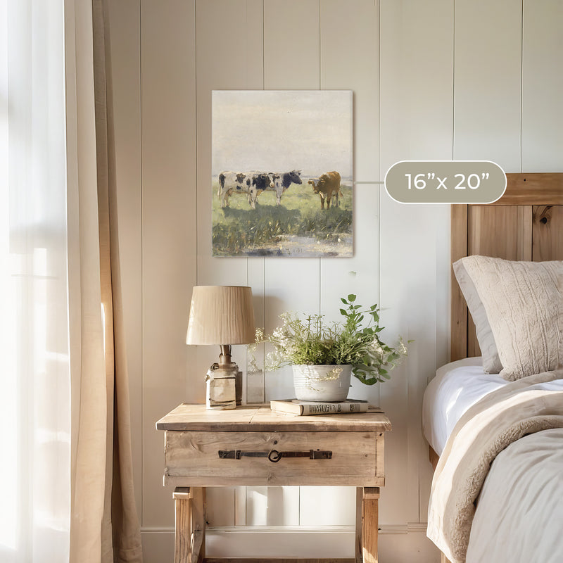 Old Masters Cow Pasture Painting No1 - Sage and Rose Prints