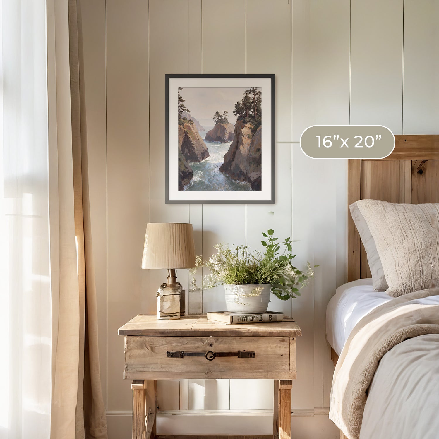 Ocean Cliffs and Glacial Blue Sea No1 - Sage and Rose Prints