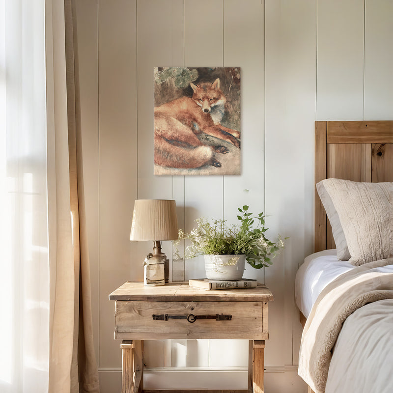 Old Masters Fox Painting No1 - Sage and Rose Prints