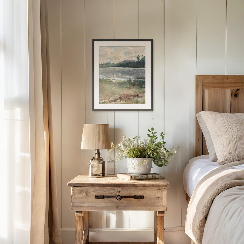 Peaceful Lake Painting - Sage and Rose Prints