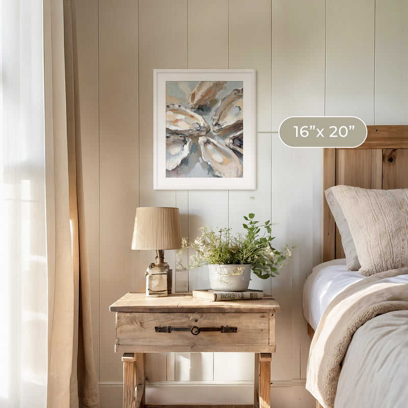 Oyster Shells Painting No1 - Sage and Rose Prints