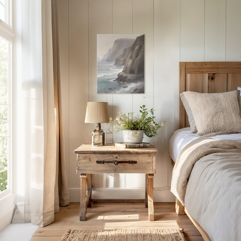 Misty Cliffs Painting No1 - Sage and Rose Prints