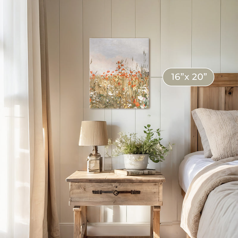 Poppy Landscape Art - Sage and Rose Prints