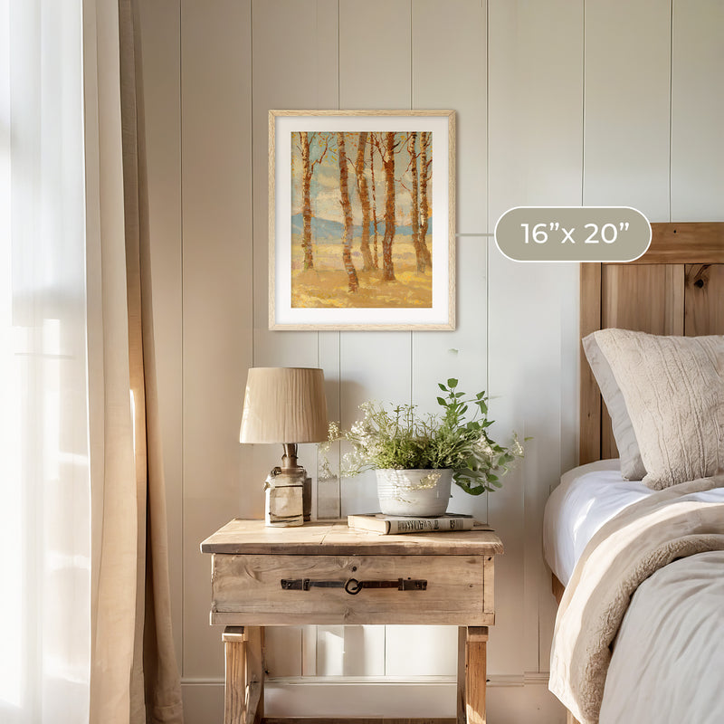 Birches in Autumn Print - Sage and Rose Prints