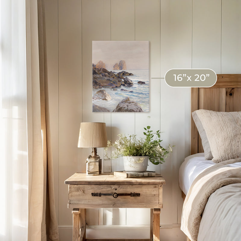 Seaside Sunrise with Coral Pink No1 - Sage and Rose Prints