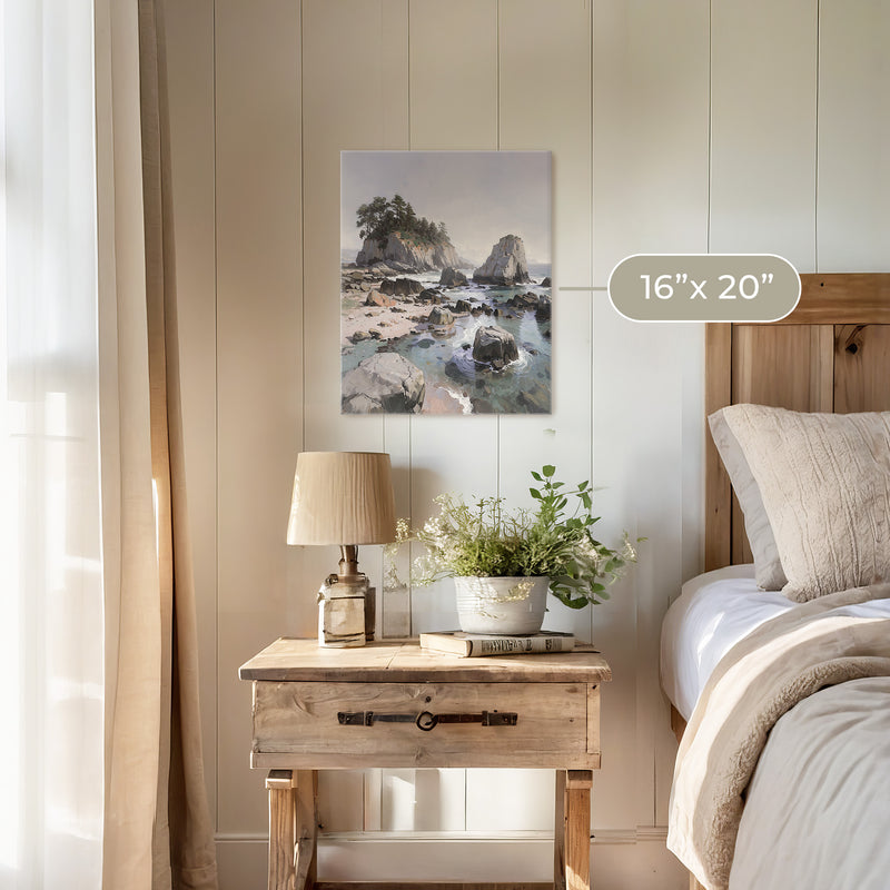 Rocky Beach Painting No1 - Sage and Rose Prints