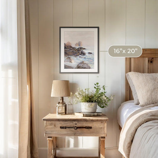 Seaside Sunrise with Coral Pink No1 - Sage and Rose Prints