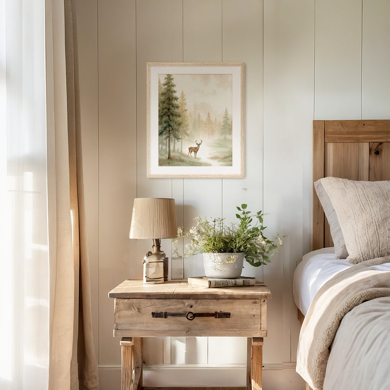 Dear Painting in a Fall Forest - Sage and Rose Prints