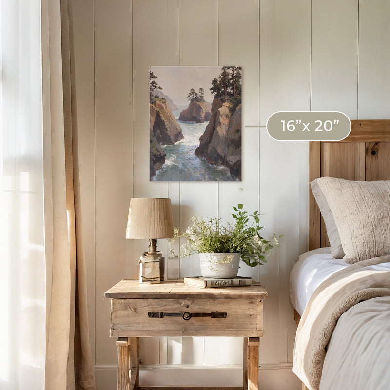 Ocean Cliffs and Glacial Blue Sea No1 - Sage and Rose Prints