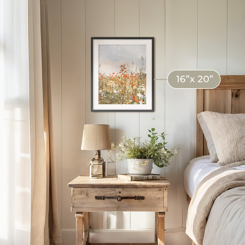 Poppy Landscape Art - Sage and Rose Prints