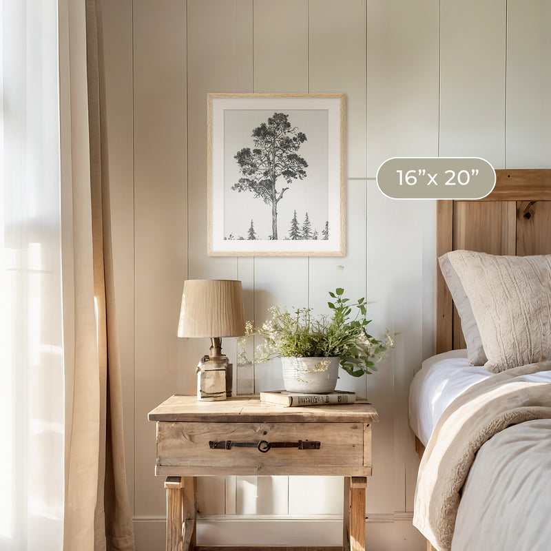 Black and White Tree Illustration No2 - Sage and Rose Prints