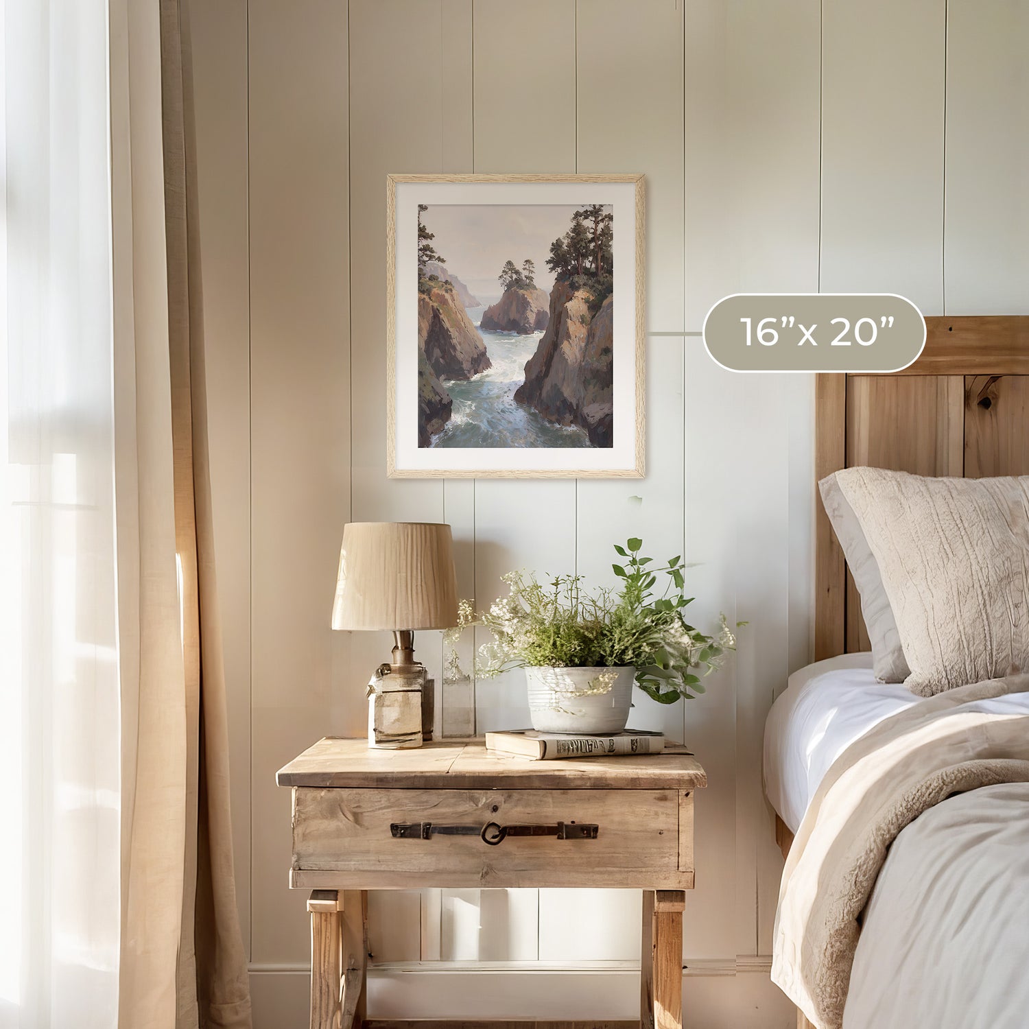Ocean Cliffs and Glacial Blue Sea No1 - Sage and Rose Prints