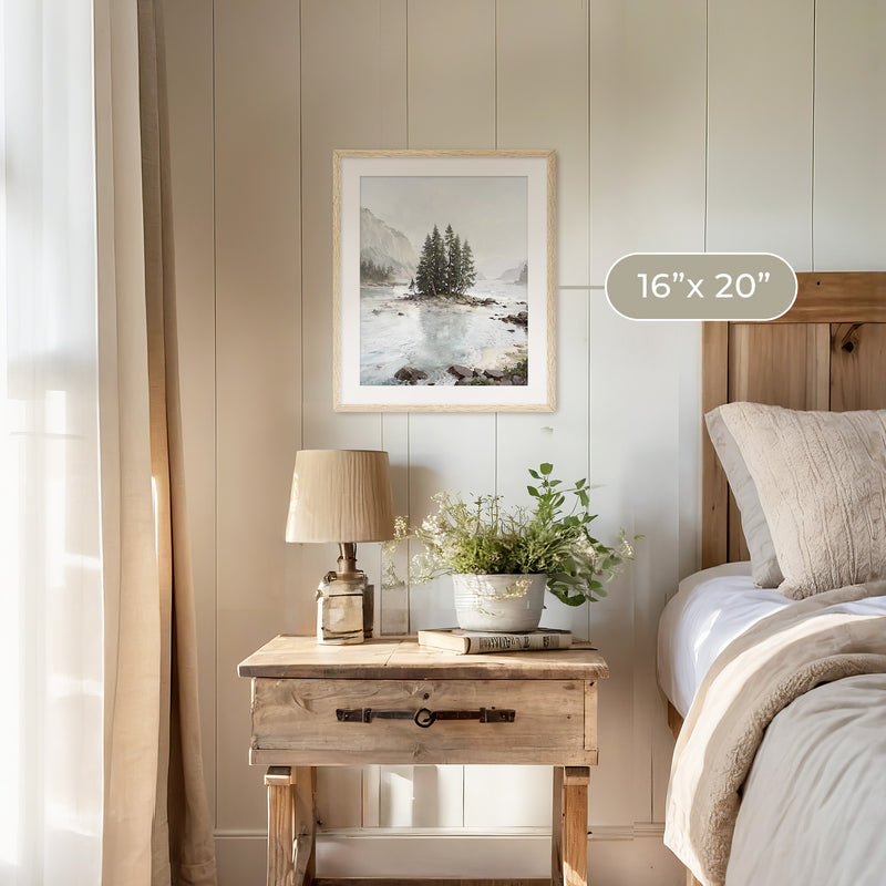 Misty Fjord Painting No1 - Sage and Rose Prints