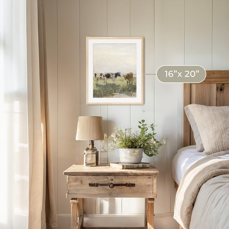 Old Masters Cow Pasture Painting No1 - Sage and Rose Prints