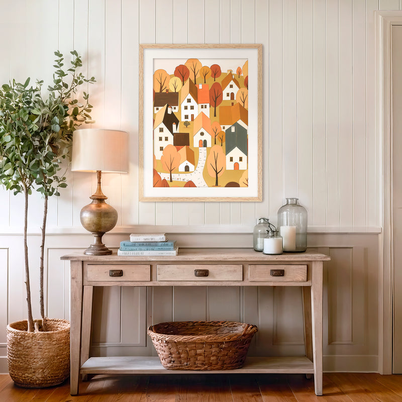 Whimsical Village Fall Art Print - Sage and Rose Prints