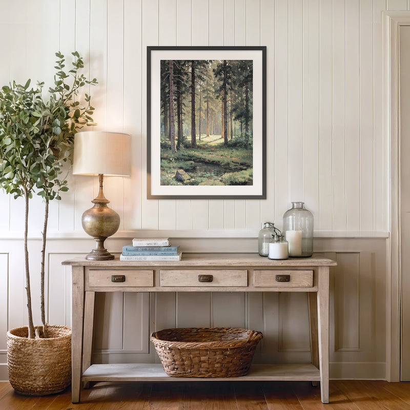Sunny Forest Clearing Painting No1 - Sage and Rose Prints