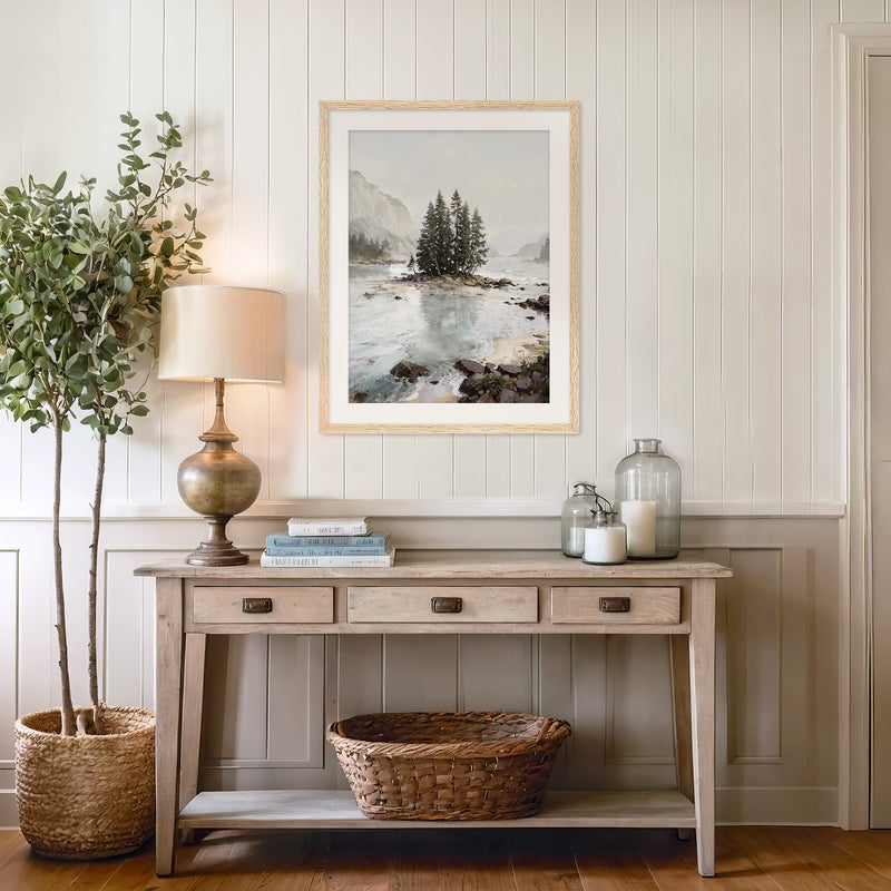 Misty Fjord Painting No1 - Sage and Rose Prints