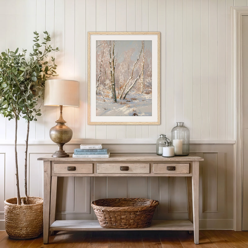 Bright Winter Forest Painting - Sage and Rose Prints