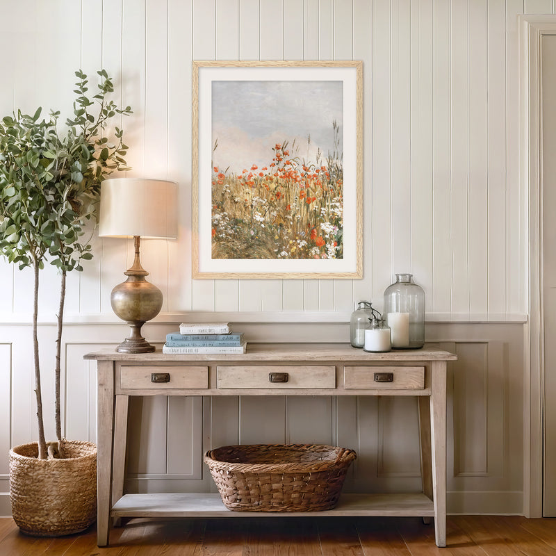 Poppy Landscape Art - Sage and Rose Prints