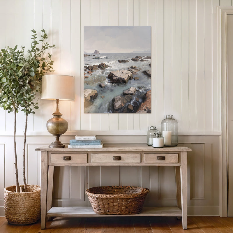 Rocky Shoreline at Low Tide No1 - Sage and Rose Prints