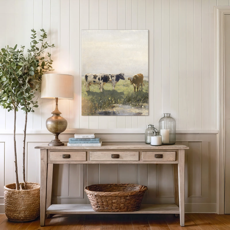 Old Masters Cow Pasture Painting No1 - Sage and Rose Prints