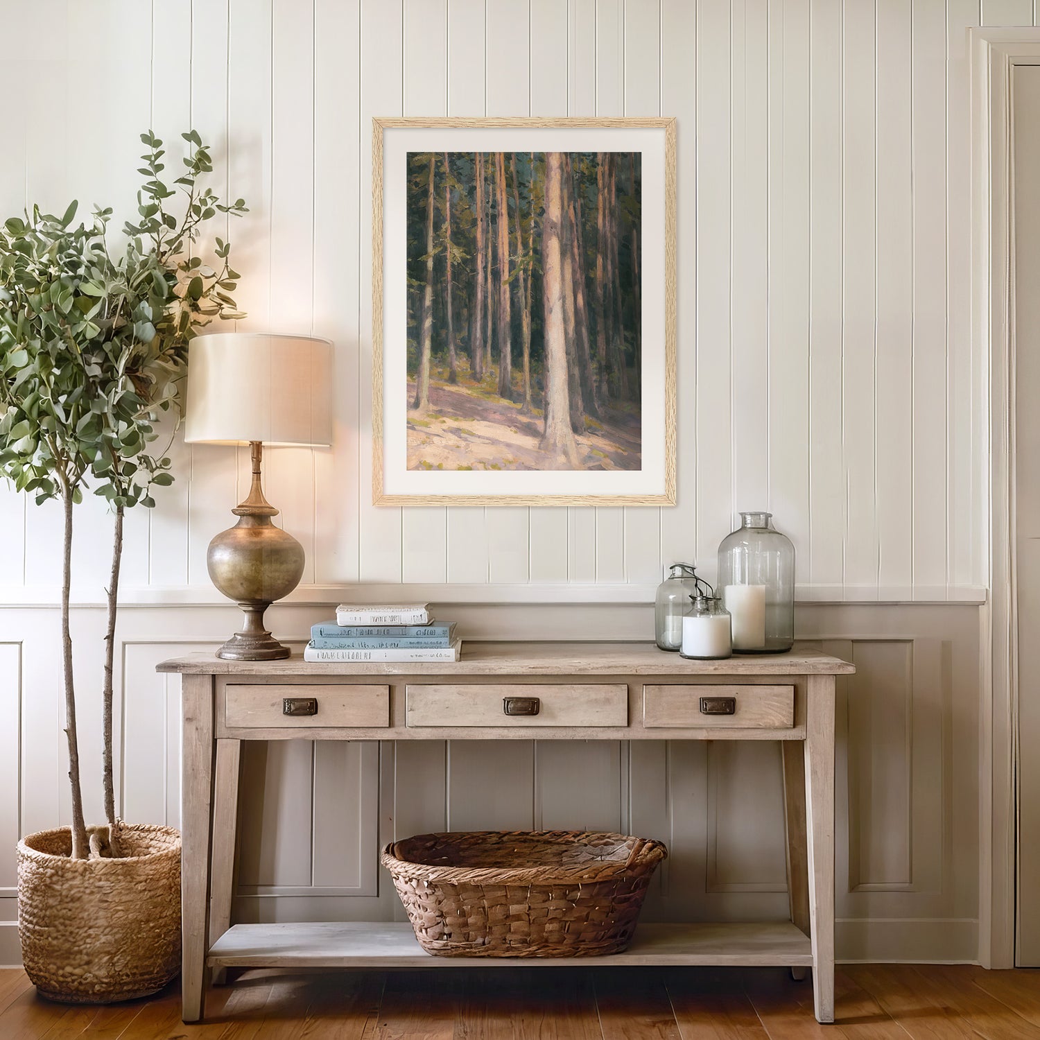 Redwoods in the Sunlight Oil Painting No1 - Sage and Rose Prints