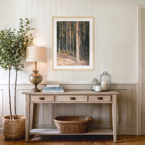 Redwoods in the Sunlight Oil Painting No1 - Sage and Rose Prints
