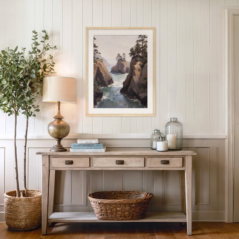 Ocean Cliffs and Glacial Blue Sea No1 - Sage and Rose Prints