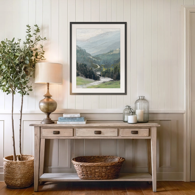 Blue Mountain Oil Painting No1 - Sage and Rose Prints