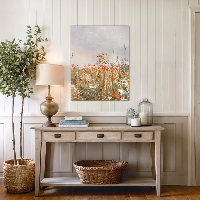 Poppy Landscape Art - Sage and Rose Prints