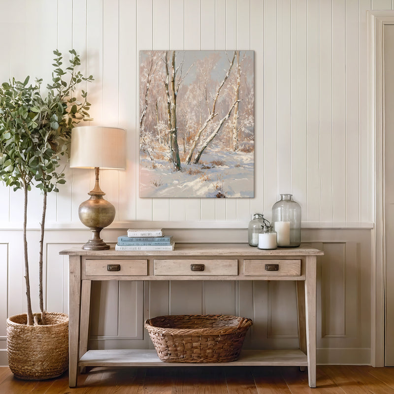 Bright Winter Forest Painting - Sage and Rose Prints