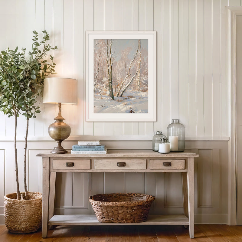 Bright Winter Forest Painting - Sage and Rose Prints