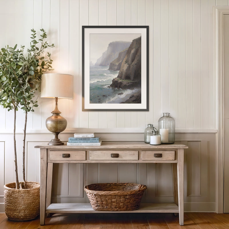 Misty Cliffs Painting No1 - Sage and Rose Prints