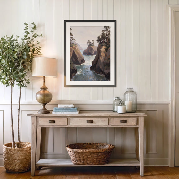 Ocean Cliffs and Glacial Blue Sea No1 - Sage and Rose Prints
