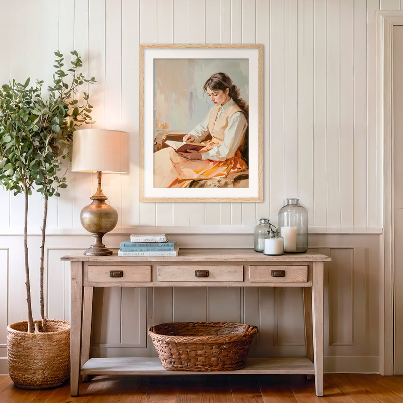 Victorian Woman Reading Fall Print - Sage and Rose Prints